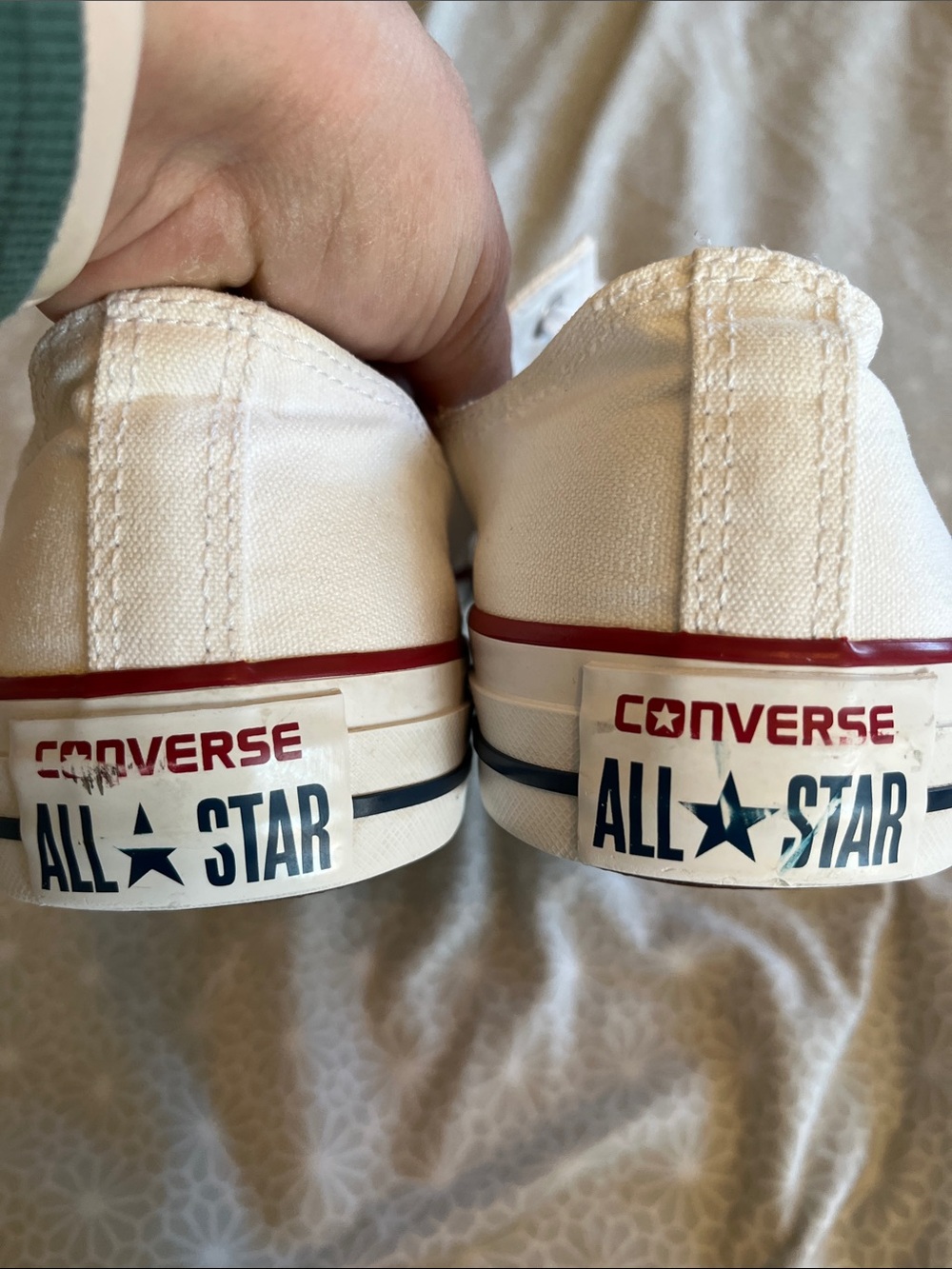 Classic Low-Top Canvas Sneakers in White with Red Trim mens 13 - Picture 7 of 8